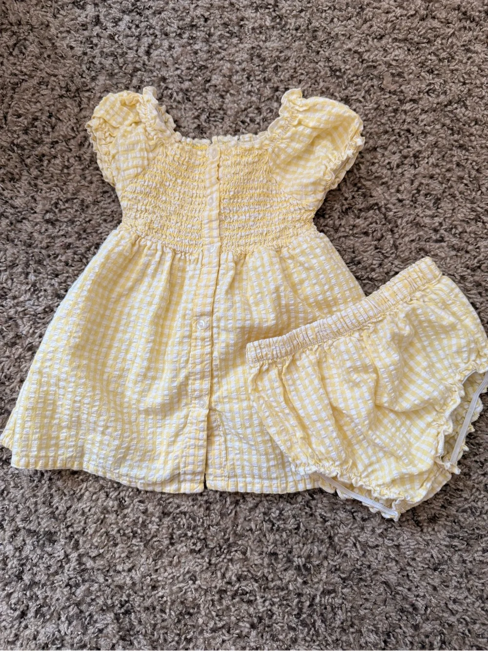 Chelsea & Violet Yellow Gingham Smocked Baby Dress with Bloomers
